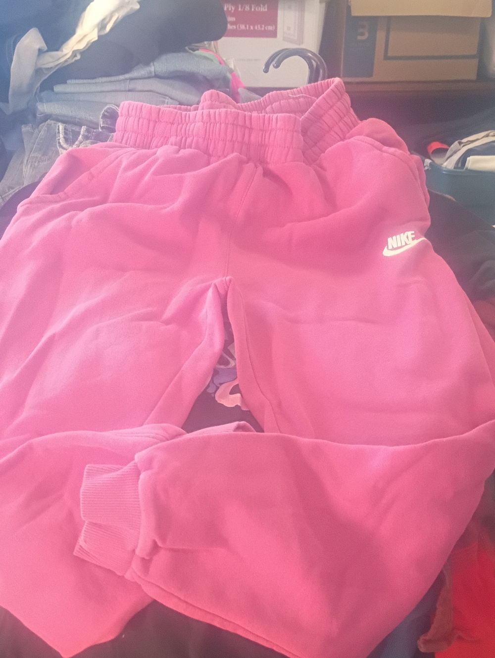 Nike Kids Hot Pink Fleece Joggers with White Logo